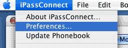 「iPassConnect」 メニューから 「Preference…」をクリックします。 
