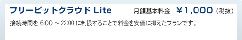 フリービットクラウド Lite　DTI月額基本料金　¥1,000（税抜）