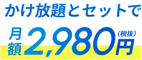 かけ放題とセットで 2,980円（税抜）