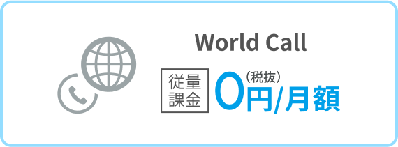 World Call 従量課金 0円/月額(税抜)