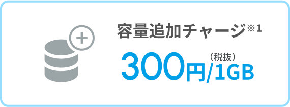 容量追加チャージ※1 300円/1GB(税抜)