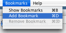 「Bookmarks」 メニューの 「Add Bookmarks」 をクリックすると
