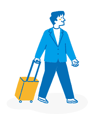 出張中の男性のイラスト